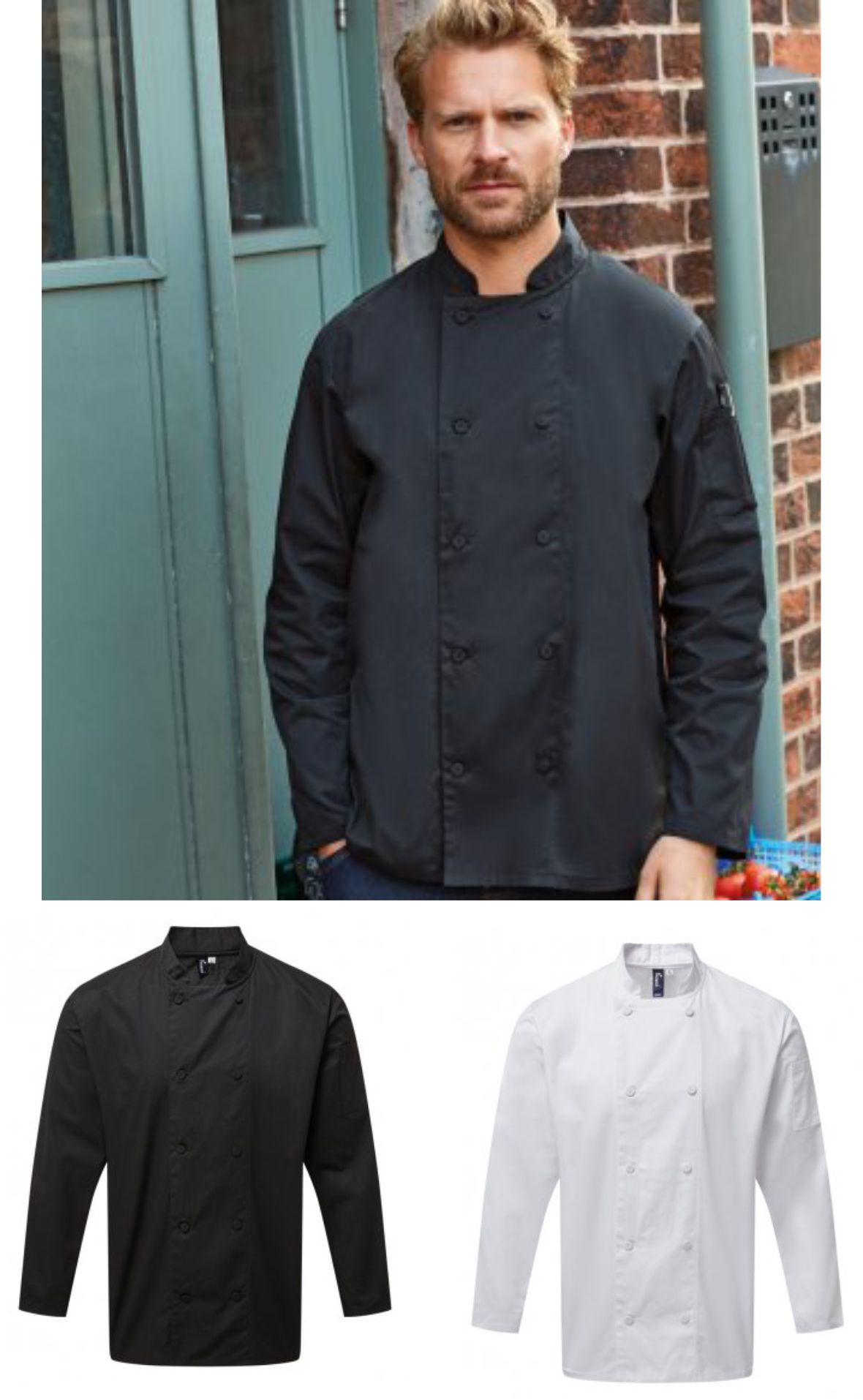 PR903 Premier Coolchecker Long Sleeve Chef's Jacket - Click Image to Close